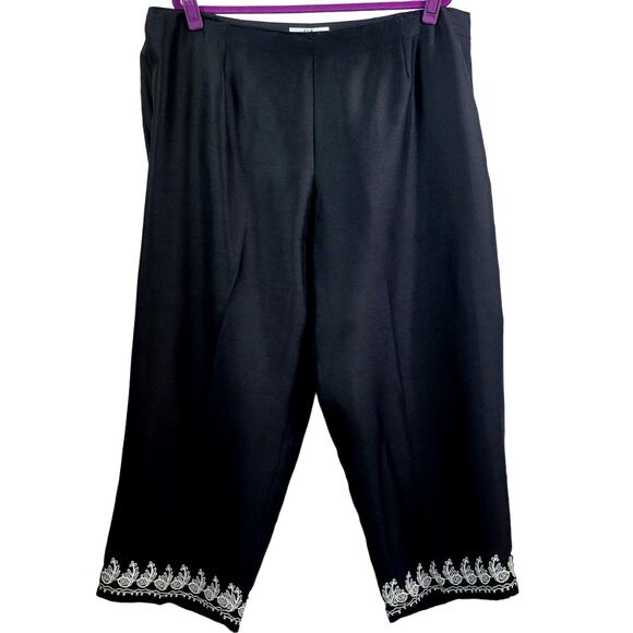 Vintage S.L.B. Woman Silk Black Pants Size 2X - Picture 1 of 7